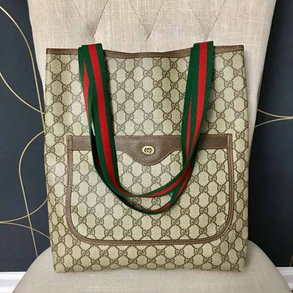 Gucci authentic brown monogram coated canvas tote bag - Picture 3 of 15
